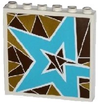 LEGO onderdeel Panel 1 x 6 x 5 with Silver and Gold Triangle Mosaic and Medium Azure Star Pattern Model Right Side (Sticker) - Set 41106 59349pb099R