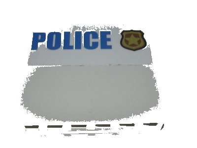 LEGO part Panel 1 x 6 x 5 with Blue 'POLICE' on White Background and Gold Police Badge Pattern (Sticker) - Set 60139 (59349pb162)