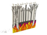 LEGO part Panel 1 x 6 x 5 with Dark Bluish Gray Trees, Aspen Trees, Magenta, Orange and Yellow Leaves Pattern 59349pb168