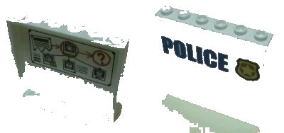 LEGO onderdeel Panel 1 x 6 x 5 with Blue 'POLICE' on White Background and Gold Police Badge on Outside and Bulletin Board Red Circles, Question Marks and Photos on Inside Pattern (Stickers) - Set 60139 (59349pb181)