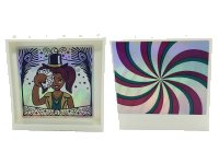 LEGO part Panel 1 x 6 x 5 with Dark Turquoise and Magenta Swirls on Silver Background on Outside and Camila with Top Hat and Playing Cards on Inside Pattern Model Left Side (Stickers) - Set 41685 59349pb256L