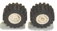 LEGO part Wheel 11mm D. x 12mm, Hole Notched for Wheels Holder Pin with Black Tire Offset Tread Small Wide, Raised Groove (6014b / 60700) 6014bc03