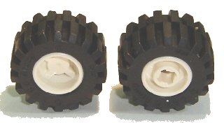 LEGO onderdeel Wheel 11mm D. x 12mm, Hole Notched for Wheels Holder Pin with Black Tire Offset Tread Small Wide, Raised Groove (6014b / 60700) (6014bc03)