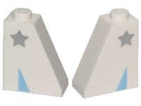 LEGO part Slope 65 2 x 1 x 2 with Silver Star and Bright Light Blue Triangle Pattern on Both Sides (Disco Kitty Shoe) 60481pb007