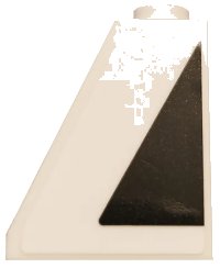 LEGO onderdeel Slope 65 2 x 1 x 2 with Black Triangle on White Background Pattern Model Right Side (Sticker) - Set 75810 60481pb012R