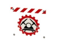 LEGO part Panel 1 x 4 x 3 with Side Supports - Hollow Studs with Miners Logo (Helmet with Crossed Pickaxes in Gear) Pattern (Sticker) - Set 4204 60581pb012