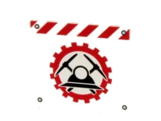 LEGO onderdeel Panel 1 x 4 x 3 with Side Supports - Hollow Studs with Miners Logo (Helmet with Crossed Pickaxes in Gear) Pattern (Sticker) - Set 4204 (60581pb012)