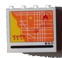 LEGO onderdeel Panel 1 x 4 x 3 with Side Supports - Hollow Studs with Street Map Screen and Fire Location Pattern (Sticker) - Set 60004 (60581pb017)