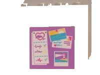 LEGO onderdeel Panel 1 x 4 x 3 with Side Supports - Hollow Studs with Medium Lavender Bulletin Board with Notes, Lighthouse Photo, Sunset and Postcard Pattern (Sticker) - Set 41015 60581pb063