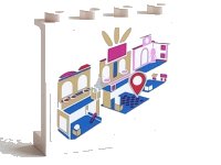 LEGO part Panel 1 x 4 x 3 with Side Supports - Hollow Studs with Mall Map and Red Position Marker Pattern (Stickers) - Set 41058 60581pb065