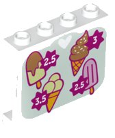 LEGO onderdeel Panel 1 x 4 x 3 with Side Supports - Hollow Studs with Sign with 4 Ice Cream Cones and Prices Pattern 60581pb070