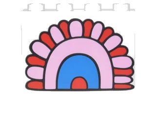 LEGO onderdeel Panel 1 x 4 x 3 with Side Supports - Hollow Studs with Red, Bright Pink and Blue Rainbow Arc Pattern (60581pb071)