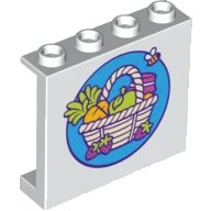 LEGO onderdeel Panel 1 x 4 x 3 with Side Supports - Hollow Studs with Vegetable and Fruit Basket and Flying Bee Pattern (60581pb110)