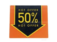 LEGO part Panel 1 x 4 x 3 with Side Supports - Hollow Studs with Black Arrow on Orange Background and 'HOT OFFER 50%' Pattern (Sticker) - Set 60258 60581pb166