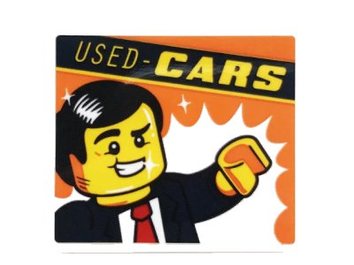 LEGO onderdeel Panel 1 x 4 x 3 with Side Supports - Hollow Studs with 'USED - CARS' and Minifigure Pattern (Sticker) - Set 60258 (60581pb167)