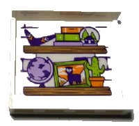LEGO part Panel 1 x 4 x 3 with Side Supports - Hollow Studs with 2 Wooden Shelves and Toys Pattern (Sticker) - Set 41369 60581pb171