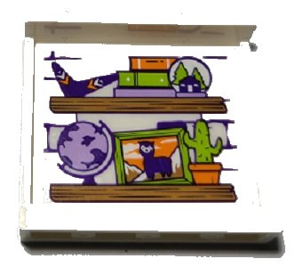 LEGO part Panel 1 x 4 x 3 with Side Supports - Hollow Studs with 2 Wooden Shelves and Toys Pattern (Sticker) - Set 41369 (60581pb171)