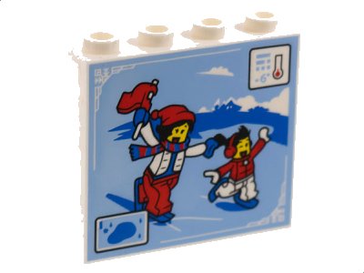 LEGO onderdeel Panel 1 x 4 x 3 with Side Supports - Hollow Studs with Ice Skating Scene Pattern (60581pb200)