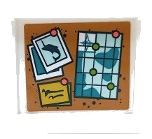 LEGO part Panel 1 x 4 x 3 with Side Supports - Hollow Studs with Light Aqua and Dark Turquoise Map and Dolphin Picture on Pinboard Pattern (Sticker) - Set 41381 (60581pb237)