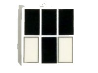 LEGO part Glass for Window 1 x 2 x 2 Flat Front with 4 Black and 2 White Rectangles Pattern (Tardis Windows) 60601pb012