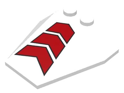 LEGO onderdeel Wedge 4 x 4 Triple without Stud Notches with 3 Red Chevrons Pattern (6069px8)