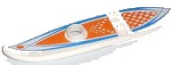 LEGO part Minifigure, Utensil Surfboard Long with Orange and Blue Pattern (Stickers) - Set 7739 6075pb02