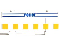 LEGO onderdeel Fence 1 x 8 x 2 2/3 with Blue Lines, 'POLICE' and White and Yellow Stripes Pattern (Stickers) - Set 7286 6079pb03