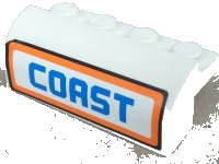 LEGO part Slope, Curved 2 x 4 x 1 1/3 with 4 Recessed Studs with 'COAST' Pattern (Sticker) - Set 7738 6081pb010