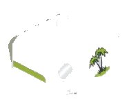LEGO part Windscreen 5 x 6 x 2 Curved Top Canopy with 4 Studs with Lime Line on Both Sides and Palm Tree on Front Pattern (Stickers) - Set 7639 61484pb001