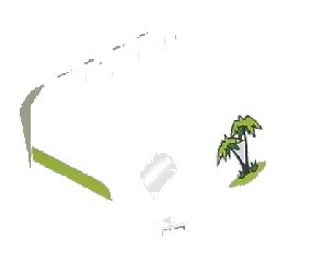 LEGO onderdeel Windscreen 5 x 6 x 2 Curved Top Canopy with 4 Studs with Lime Line on Both Sides and Palm Tree on Front Pattern (Stickers) - Set 7639 (61484pb001)