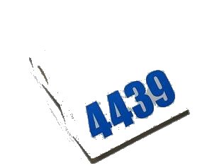 LEGO onderdeel Slope, Curved 4 x 4 x 2 with 4 Studs and Pin Holes with Blue '4439' Pattern (Sticker) - Set 4439 (61487pb03)