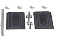 LEGO part Tile, Modified 4 x 4 with Studs on Edge with Black and Dark Bluish Gray Vents on White Background Pattern (Sticker) - Set 7676 6179pb035