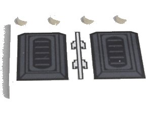 LEGO onderdeel Tile, Modified 4 x 4 with Studs on Edge with Black and Dark Bluish Gray Vents on White Background Pattern (Sticker) - Set 7676 (6179pb035)