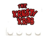 LEGO part Tile, Modified 4 x 4 with Studs on Edge with Red 'THE KRUSTY KRAB' Pattern (Sticker) - Set 3833 6179pb044