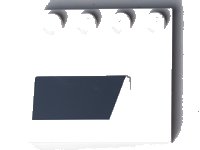 LEGO part Tile, Modified 4 x 4 with Studs on Edge with Dark Bluish Gray Trapezoid Pattern Model Right Side (Sticker) - Set 9498 6179pb065R