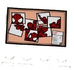 LEGO onderdeel Tile, Modified 4 x 4 with Studs on Edge with Spider-Man Photos and 'Cake List' on Bulletin Board Pattern (Sticker) - Set 76005 (6179pb066)
