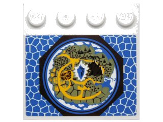 LEGO part Tile, Modified 4 x 4 with Studs on Edge with Map in Octagon and Blue Scales Pattern (Sticker) - Set 70010 (6179pb080)
