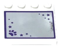 LEGO part Tile, Modified 4 x 4 with Studs on Edge with Mirror with Dark Purple Paw Print and Stars on Mirrored Background Pattern (Sticker) - Set 41114 6179pb107