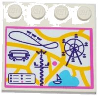 LEGO part Tile, Modified 4 x 4 with Studs on Edge with Amusement Park / Fun Fair Map Pattern (Sticker) - Set 41130 6179pb121