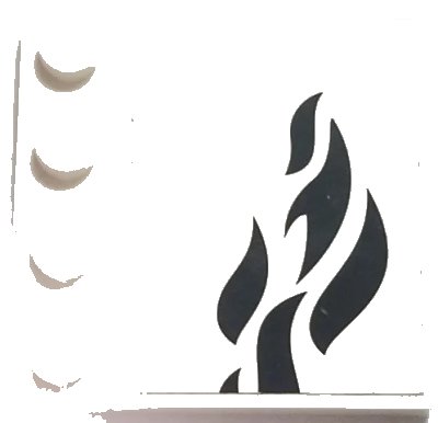 LEGO onderdeel Tile, Modified 4 x 4 with Studs on Edge with Black Flames Pattern Model Left Side (Sticker) - Set 70615 (6179pb159L)