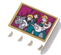 LEGO part Tile, Modified 4 x 4 with Studs on Edges with Picture of Sven, Kristoff, Anna, Elsa and Olaf with Gold Border Pattern (Sticker) - Set 41167 6179pb224