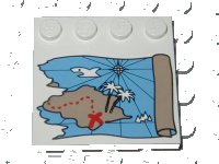 LEGO onderdeel Tile, Modified 4 x 4 with Studs on Edge with Ocean Pirate Treasure Map Right-Half Pattern 6179px6