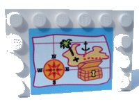 LEGO part Tile, Modified 4 x 6 with Studs on Edges with Map Pattern (Sticker) - Set 5960 6180pb001