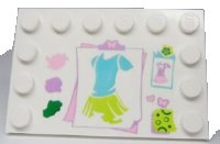 LEGO part Tile, Modified 4 x 6 with Studs on Edges with Clothes Design and Swatches Pattern 6180pb045