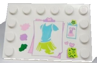 LEGO part Tile, Modified 4 x 6 with Studs on Edges with Clothes Design and Swatches Pattern (6180pb045)