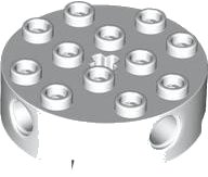 LEGO part Brick, Round 4 x 4 with 4 Side Pin Holes and Center Axle Hole (6222)
