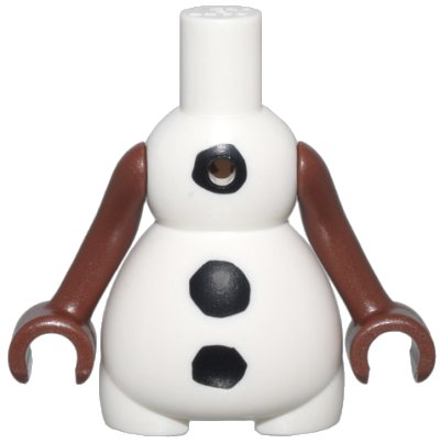 LEGO onderdeel Body Snowman with Black Buttons Pattern, Reddish Brown Arms with Hands (62373pb02c01)