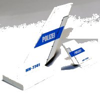 LEGO part Tail Shuttle with 'POLIZEI' and 'NN-7741' Pattern on Both Sides (Stickers) - Set 7741 6239pb016