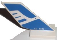 LEGO onderdeel Tail Shuttle with White Airline Bird and 'LC - 3222' Pattern on Both Sides (Stickers) - Set 3222 6239pb023