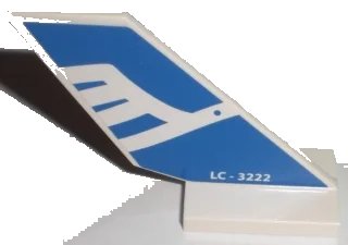 LEGO onderdeel Tail Shuttle with White Airline Bird and 'LC - 3222' Pattern on Both Sides (Stickers) - Set 3222 (6239pb023)